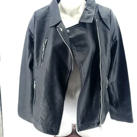 SPARKZ COPENHAGEN Faux Leather Moto Biker Jacket SMALL - Picture 3 of 9